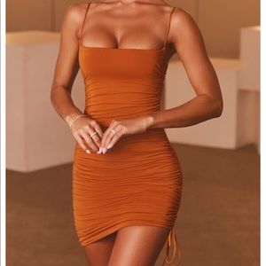 Oh Polly Simpler Times Asymmetric Ruched  Dress